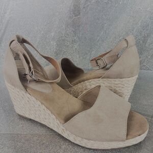 Style & Co Sandals Womens 9.5 M Tan Espadrille Open Toe Wedge Shoes Seleeney